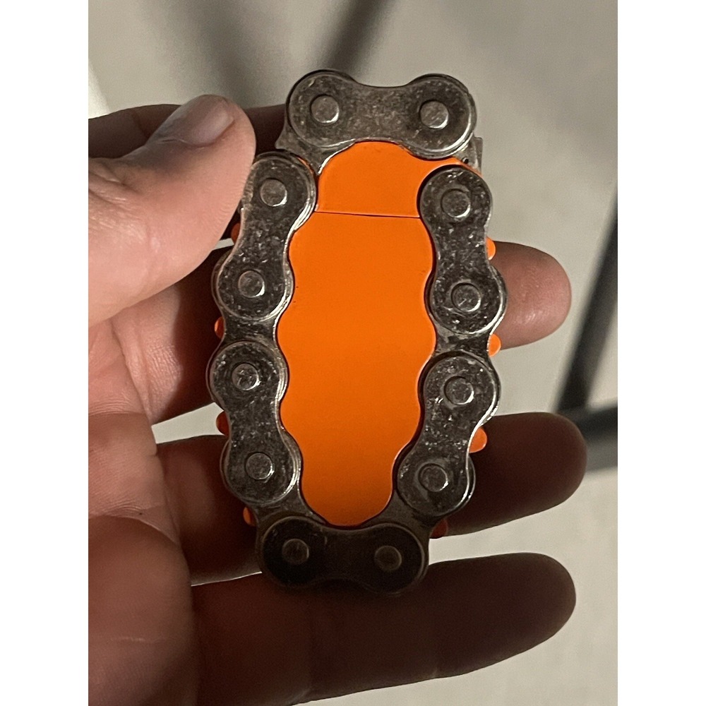 Vintage Automatic Cigarette Lighter Orange Bike Chain Link